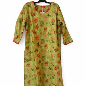 Kids Green Floral Long-Sleeve Pajama Nightgown